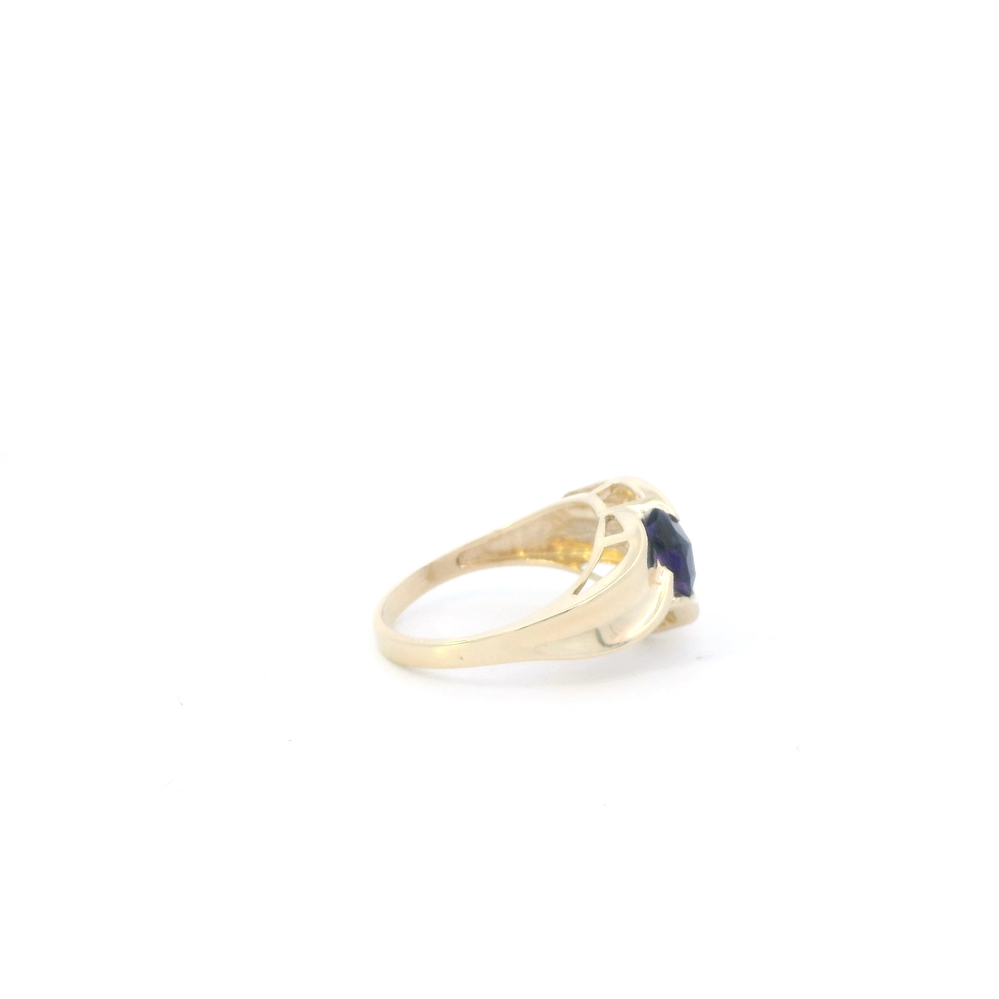 10K Yellow Gold Amethyst Heart Ring