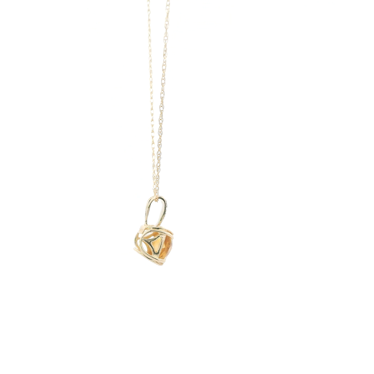 14K Yellow Gold Citrine Pendant & 19" Cable Chain