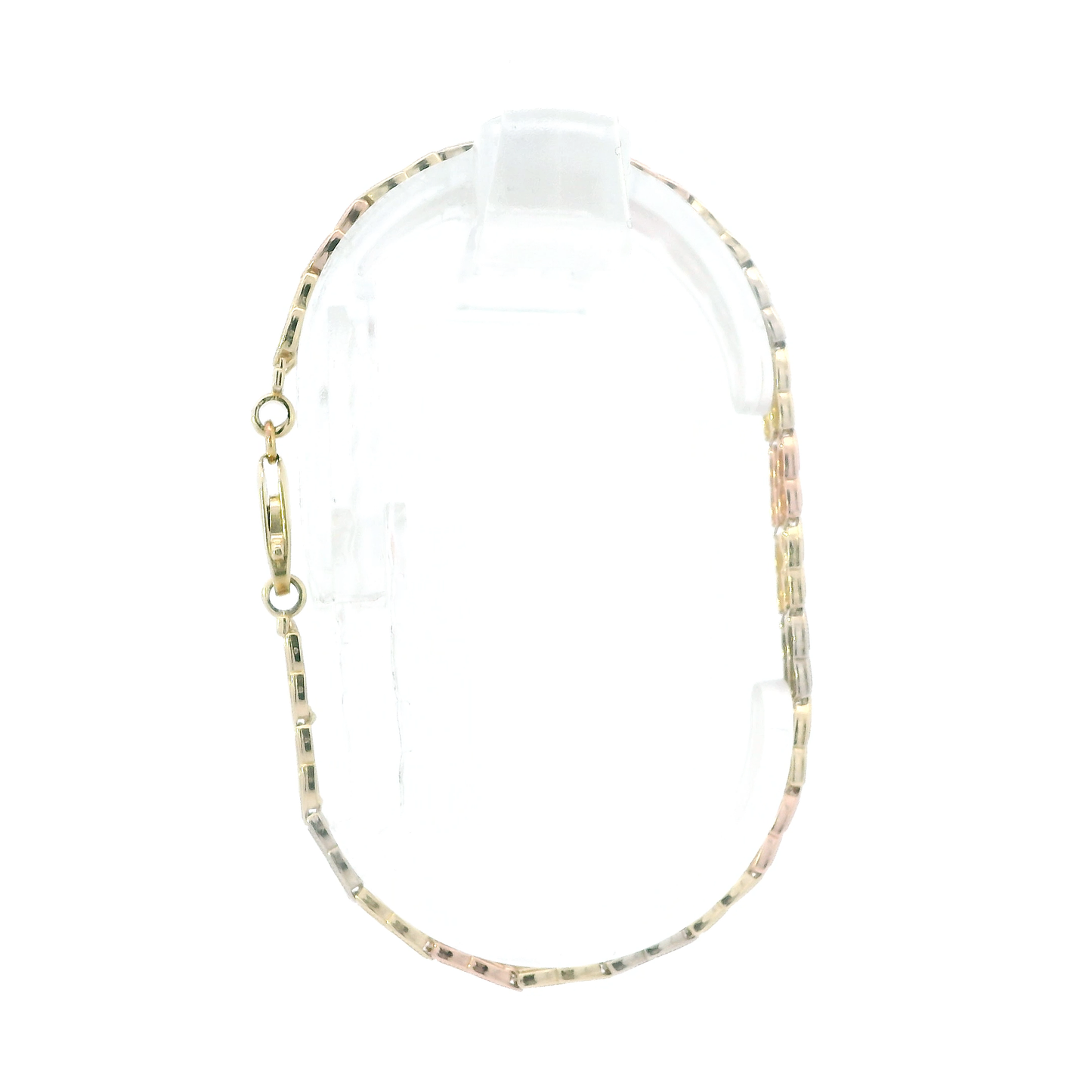 14K Tri Color Gold 7" Double Leaf Link Bracelet
