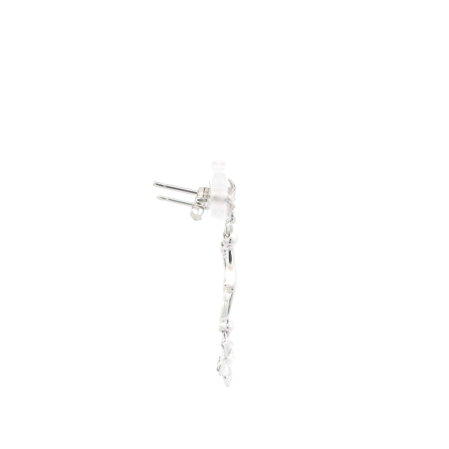 10K White Gold Plumeria Flower Dangle Earrings