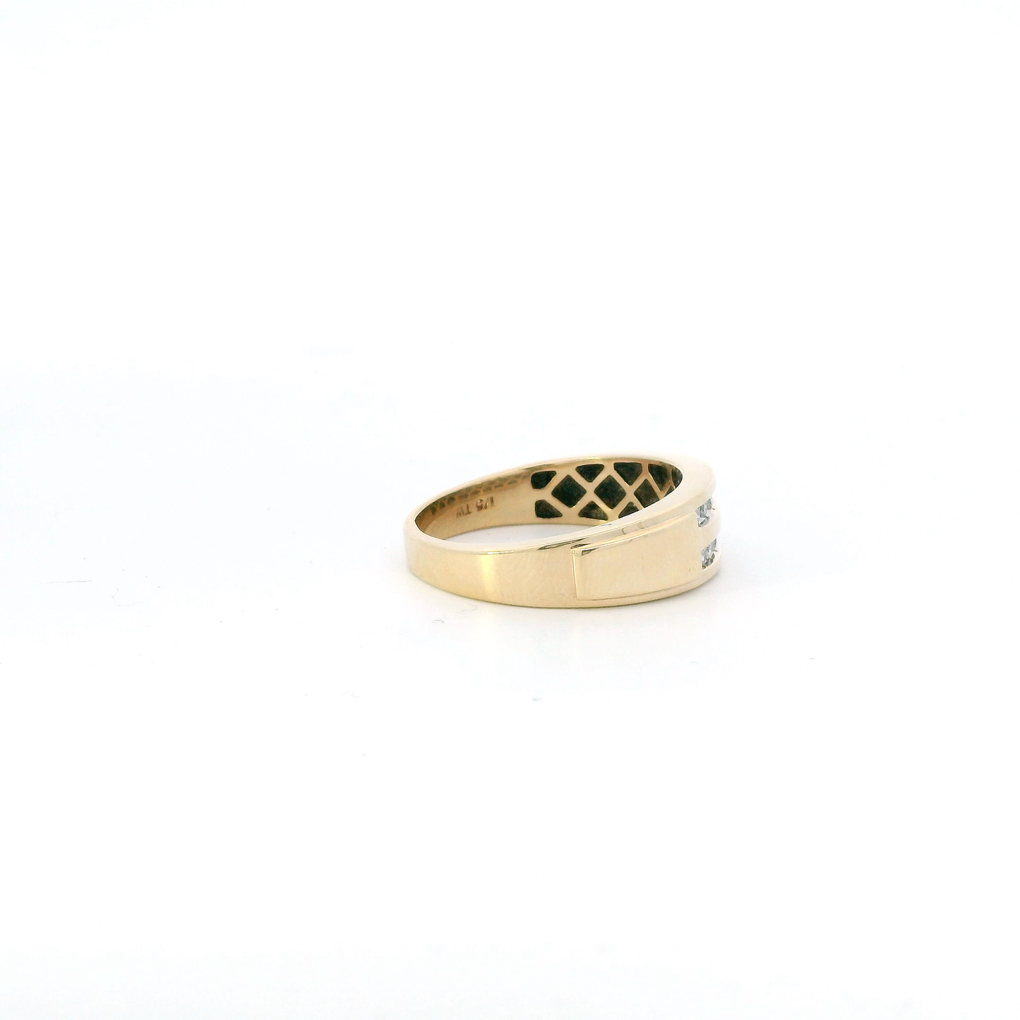 10K Yellow Gold Diamonds Mens Ring - 0.18ct