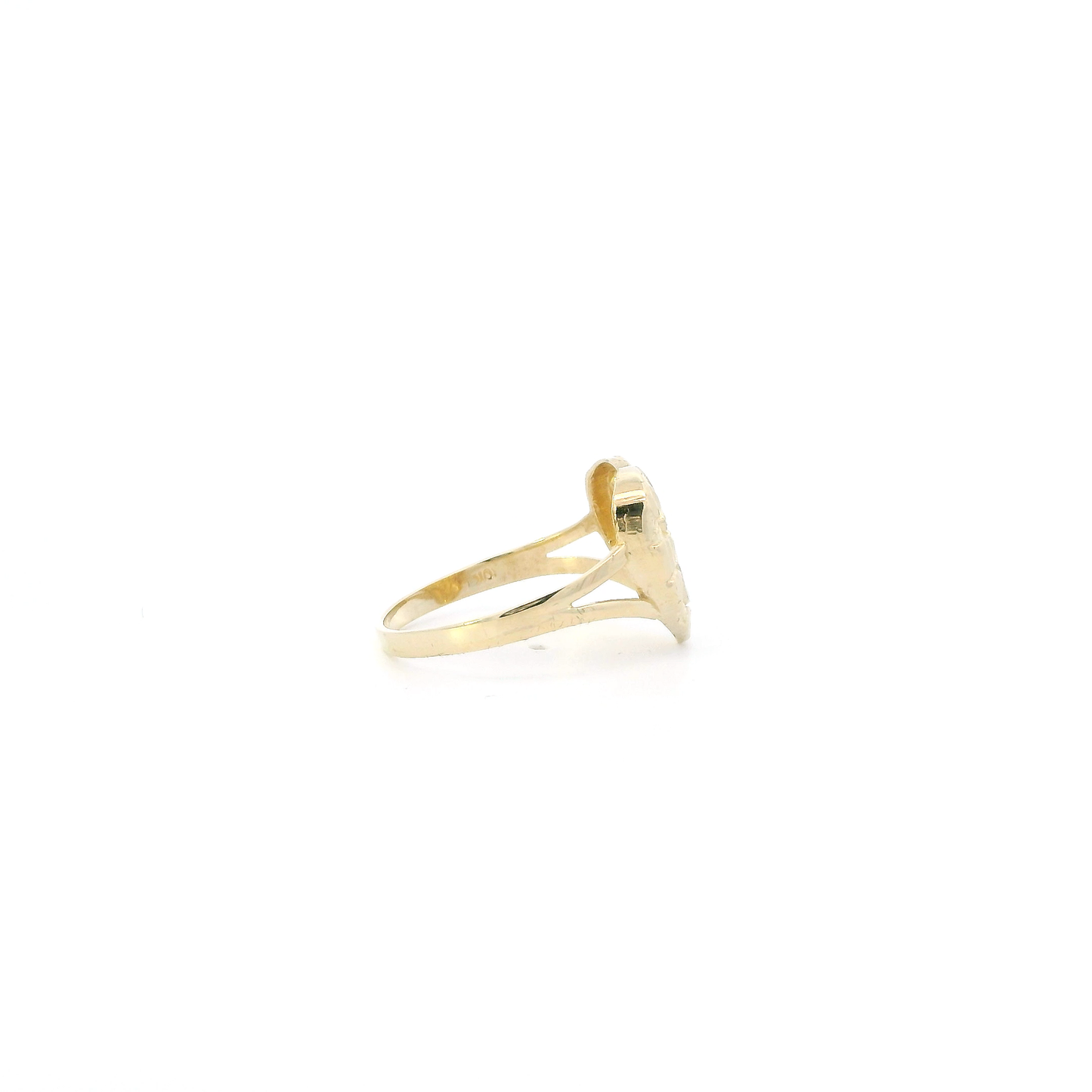 10K Yellow Gold Nugget Heart Womens Ring