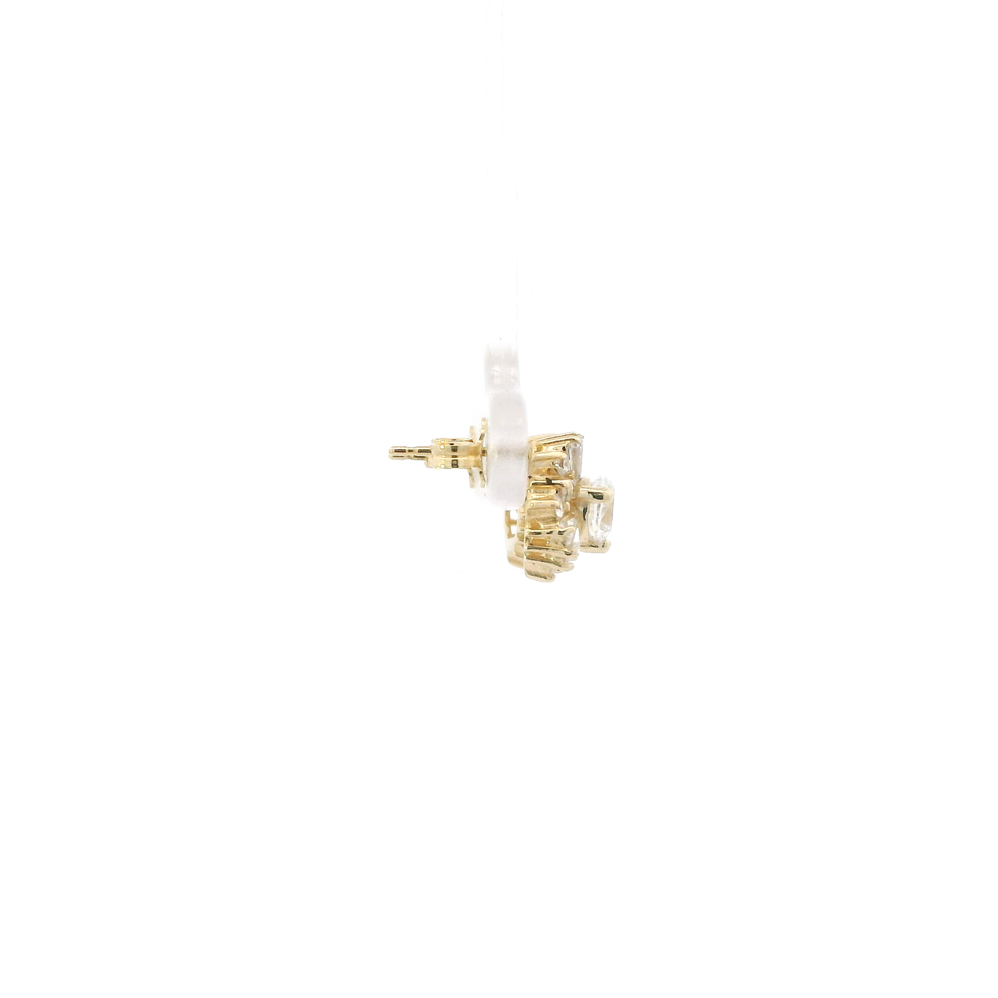 14K Yellow Gold Cz Cluster Earrings