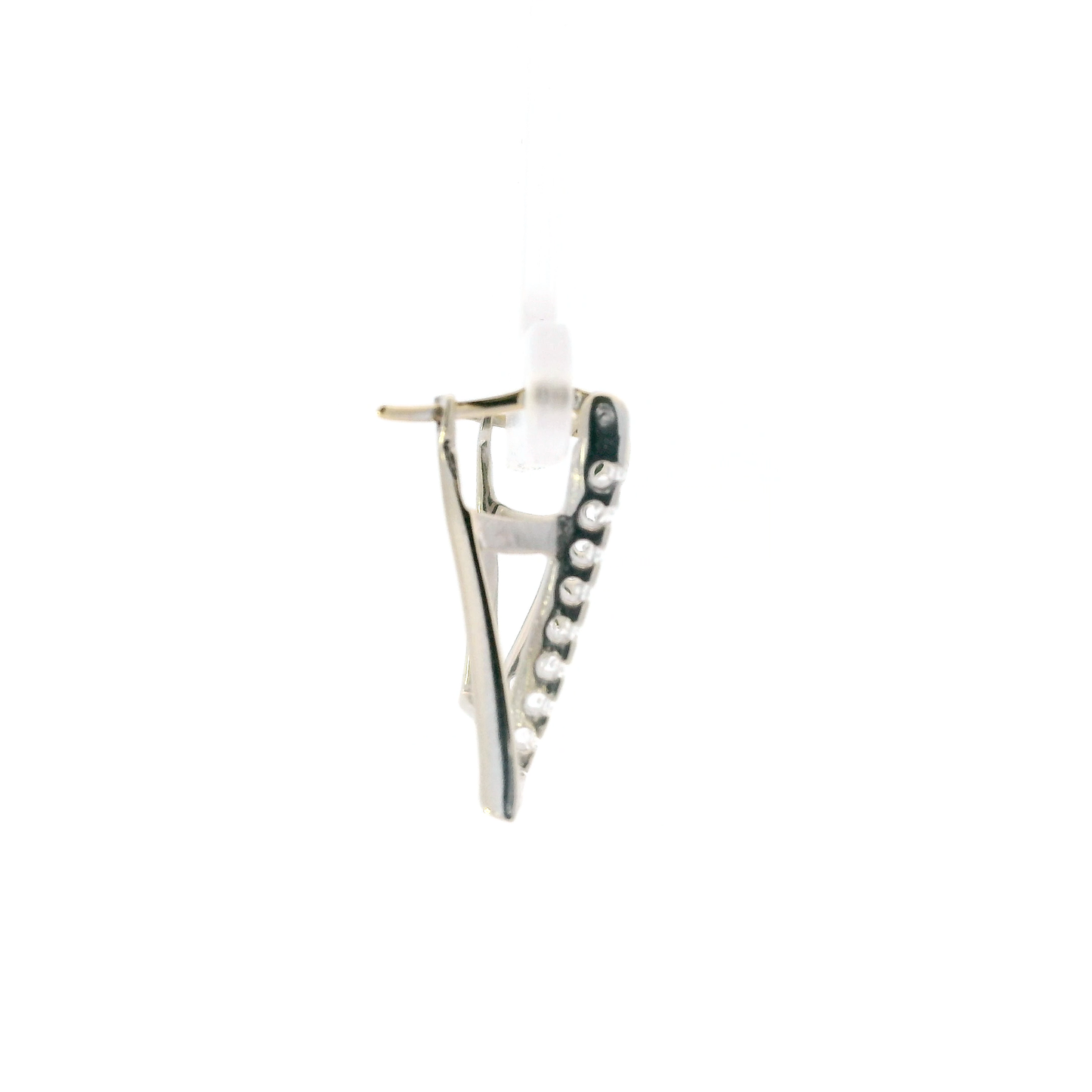 14K White Gold Abstract Triangle Design Dangle Earrings