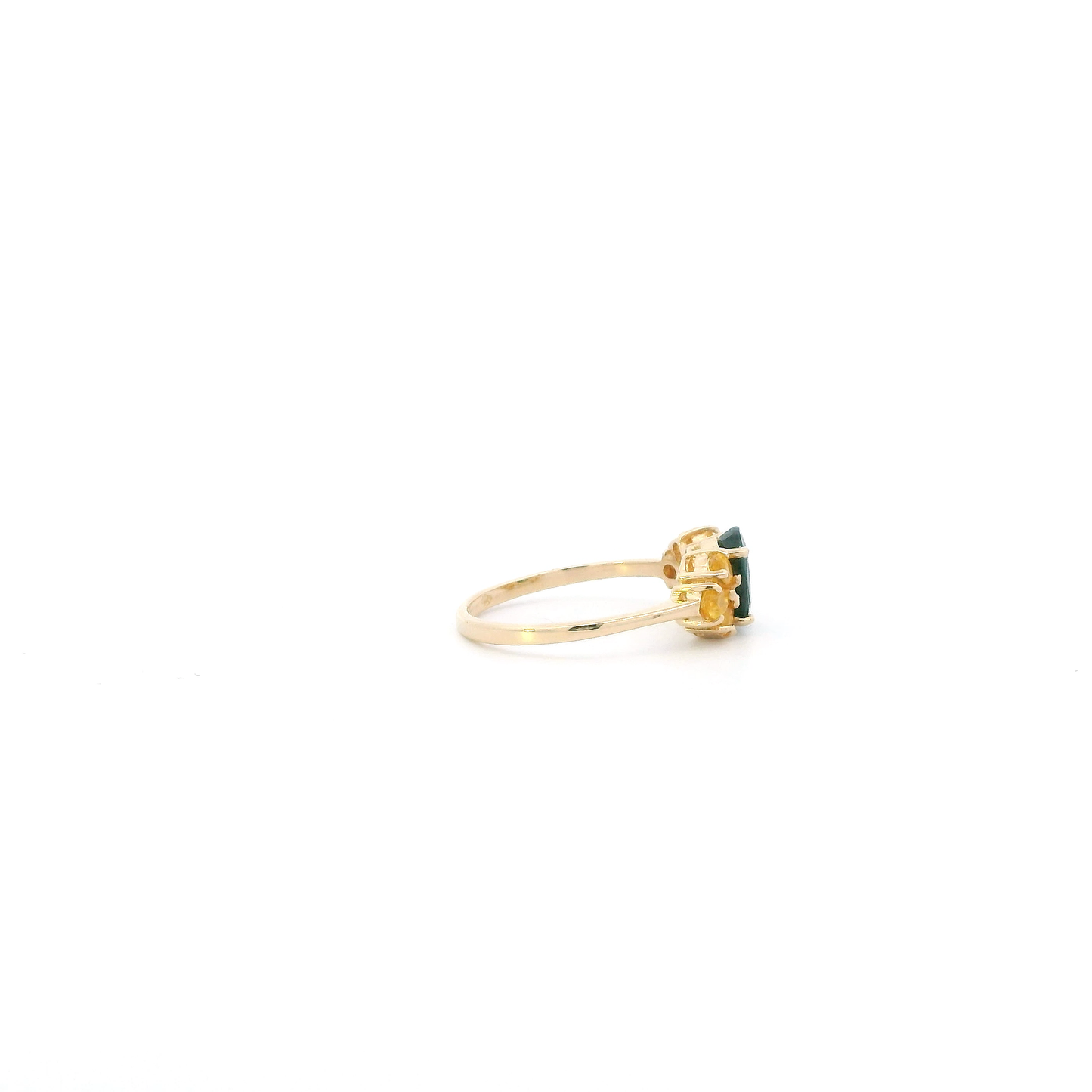 14K Yellow Gold Oval Green & Yellow Sapphire Womens Ring