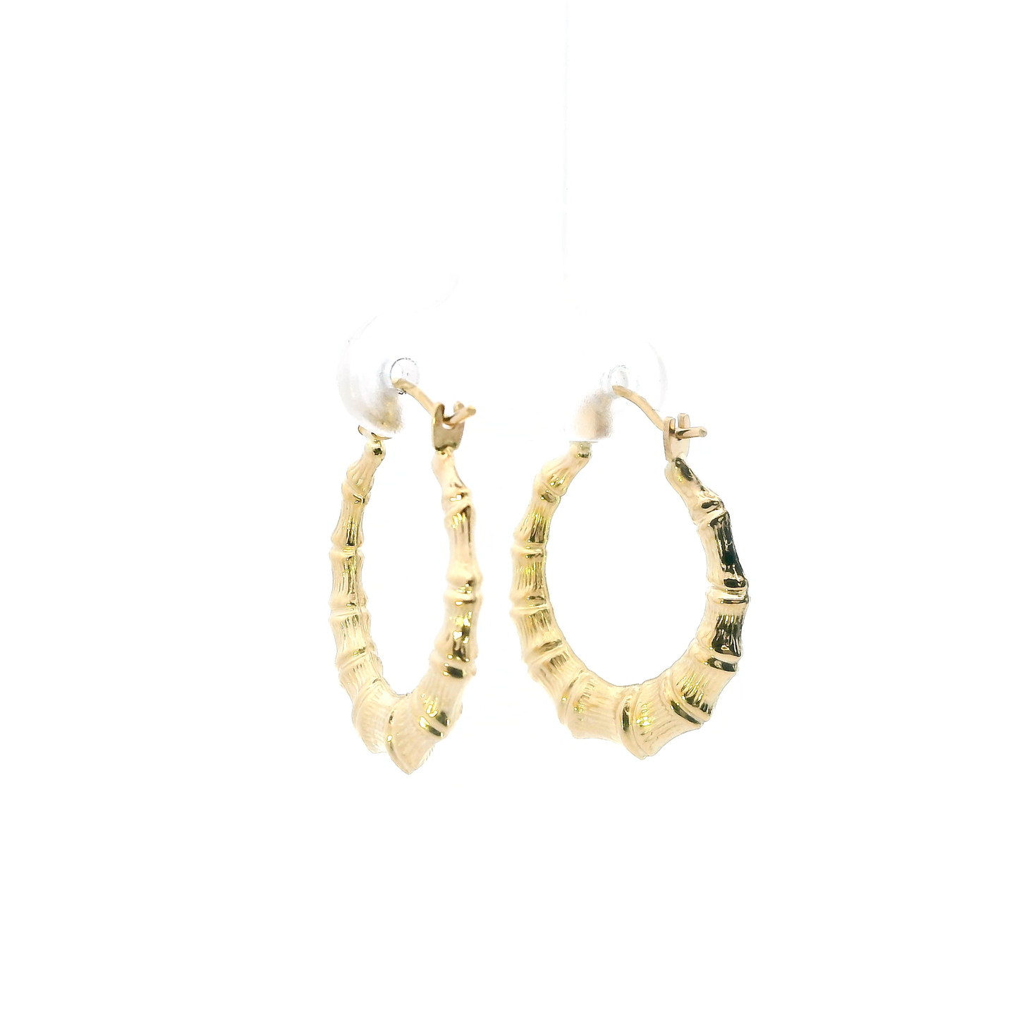 10K Yellow Gold Bamboo Hoop Earrings