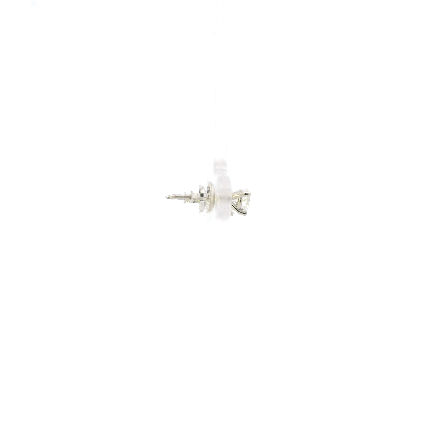 14K White Gold Diamond Solitaire Screwback Earrings- 0.41ct