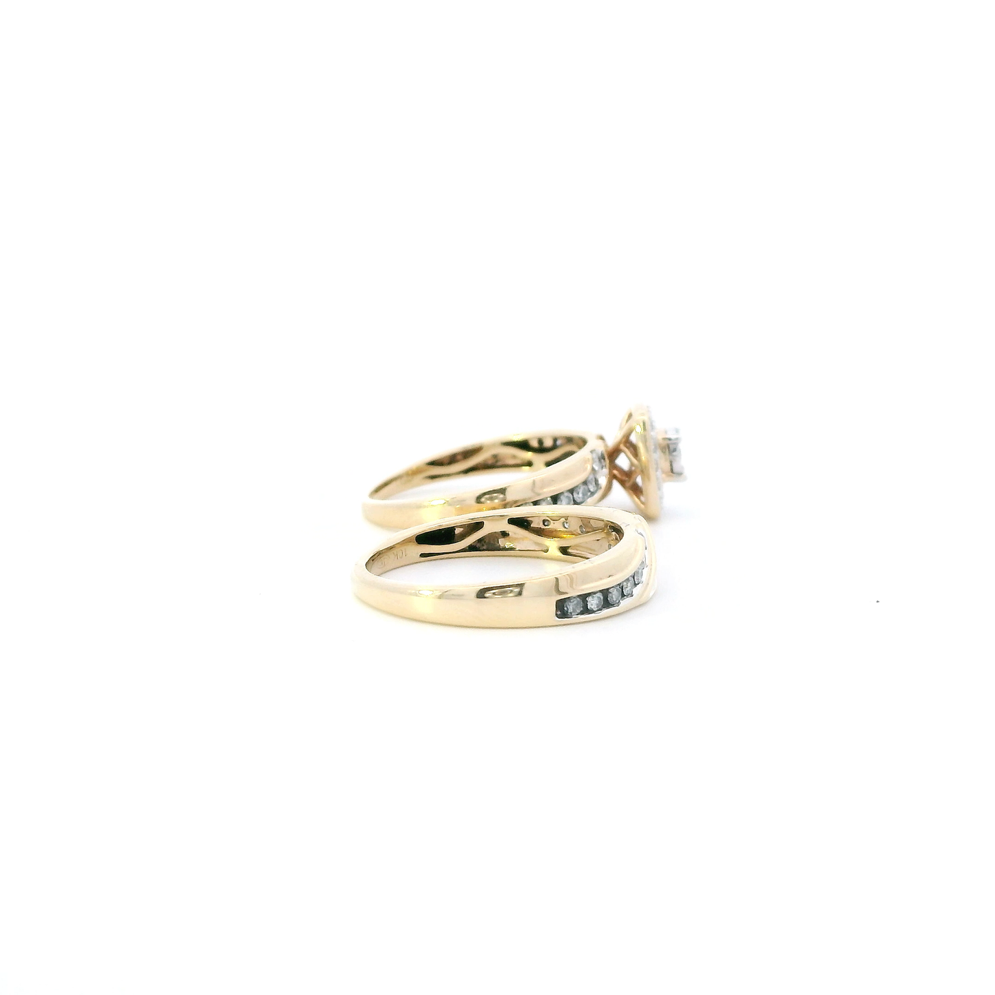 10K Yellow Gold Lab Diamond Womens Engagement & Wedding Ring Set - 0.42ct