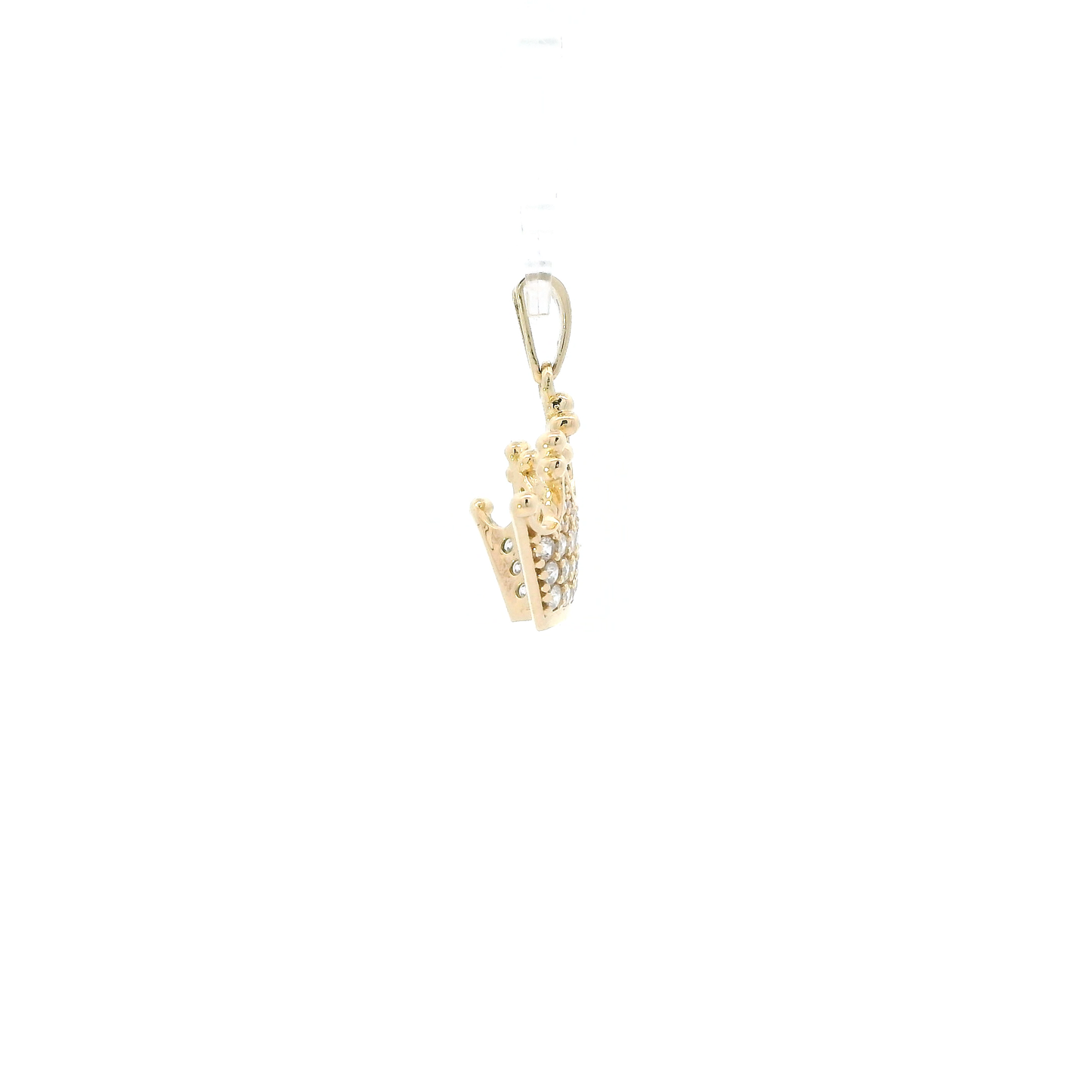 14K Yellow Gold Cz Crown Pendant