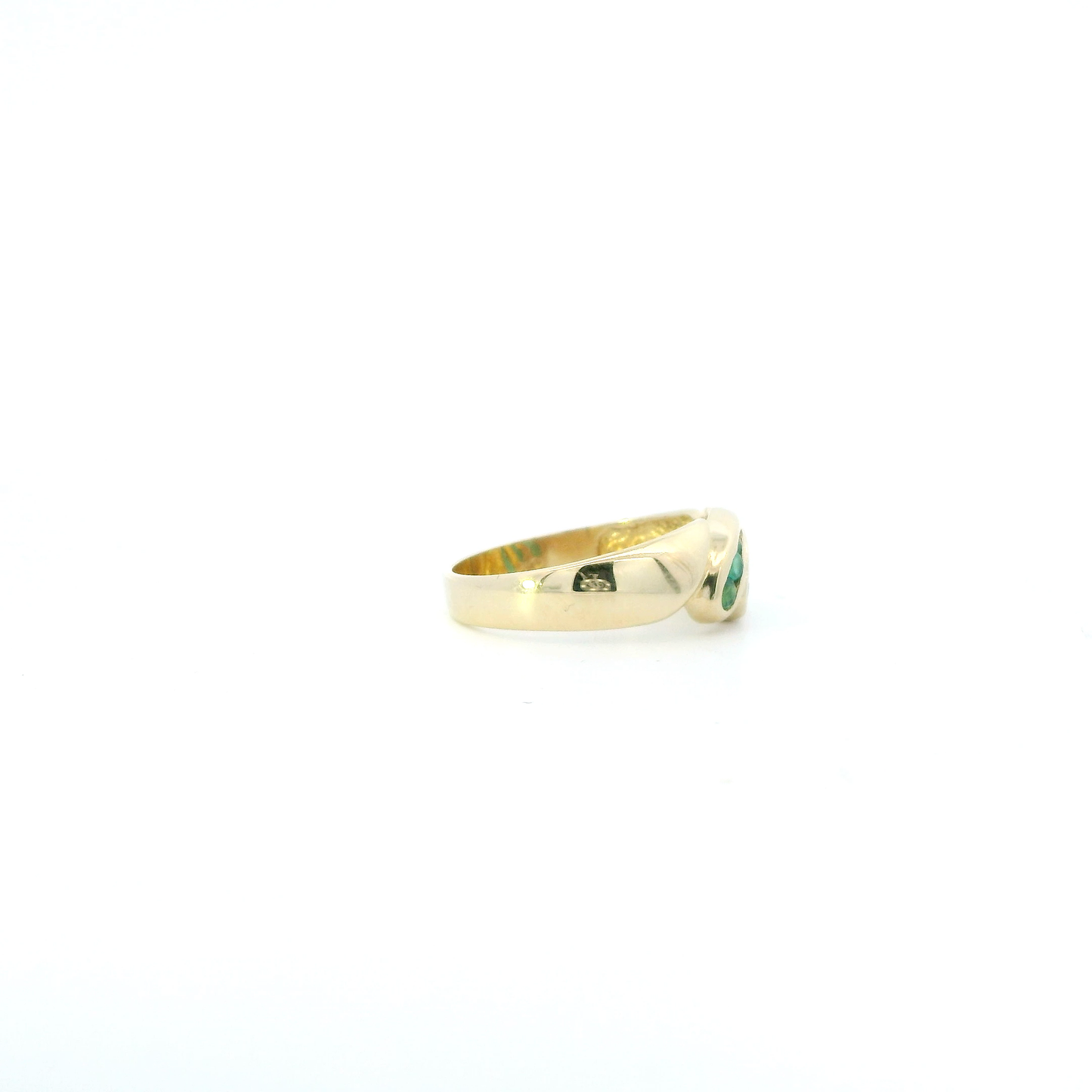 14K Yellow Gold Emerald Slanted Design Womens Ring