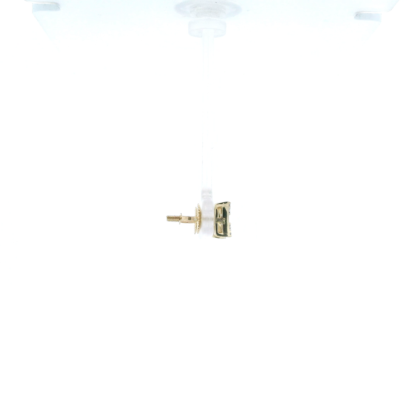 10K Yellow Gold Diamond Square Screwback Earrings