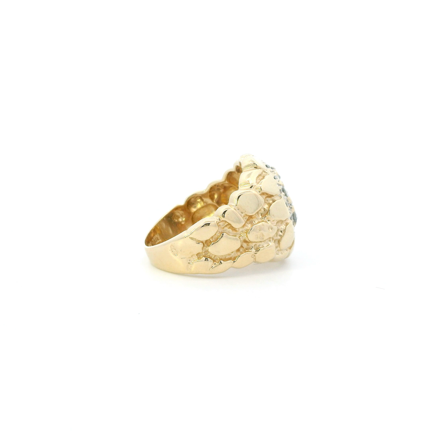 14K Yellow Gold Diamond Nugget Mens Ring - 1.05ct