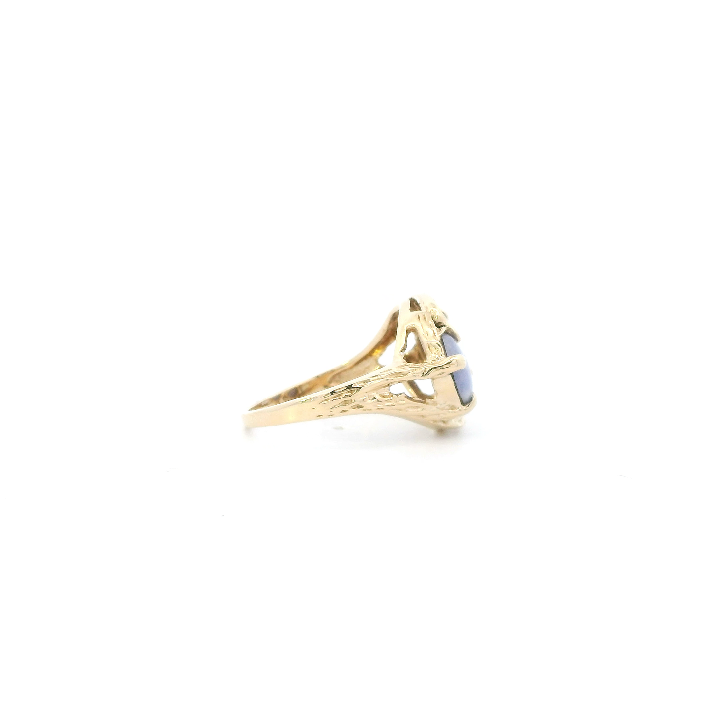 14K Yellow Gold Purple Jade Womens Ring