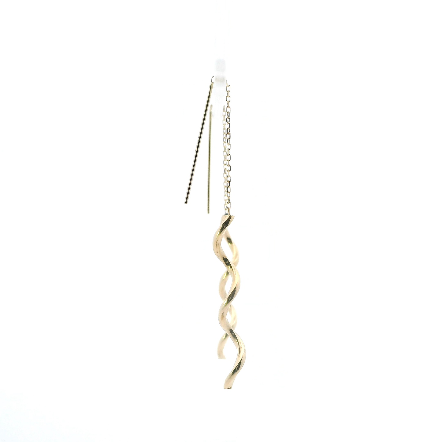 14K Yellow Gold 1.4" Long Spiral Dangle Earrings