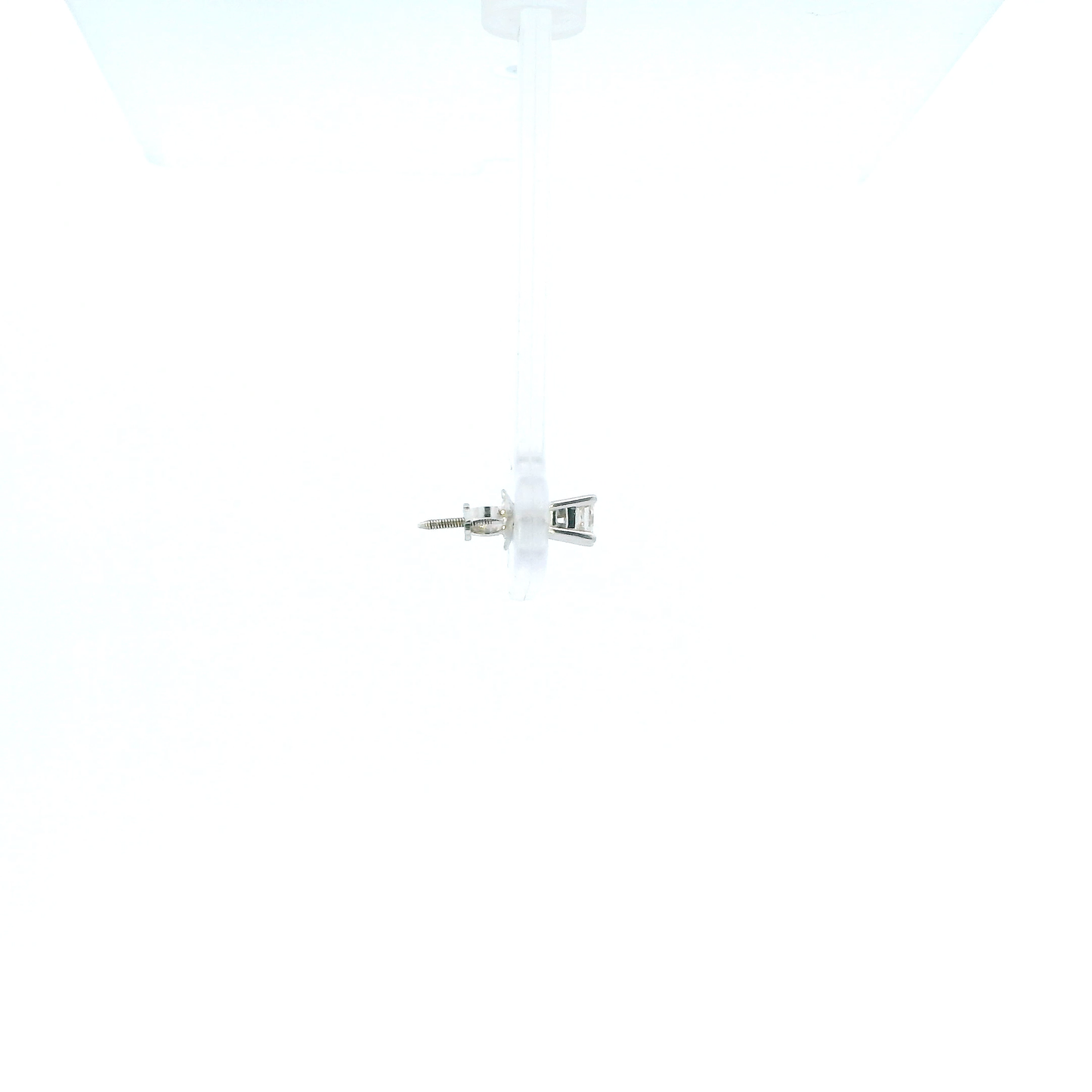 14K White Gold Single Solitaire Diamond Earrings - 0.12ct