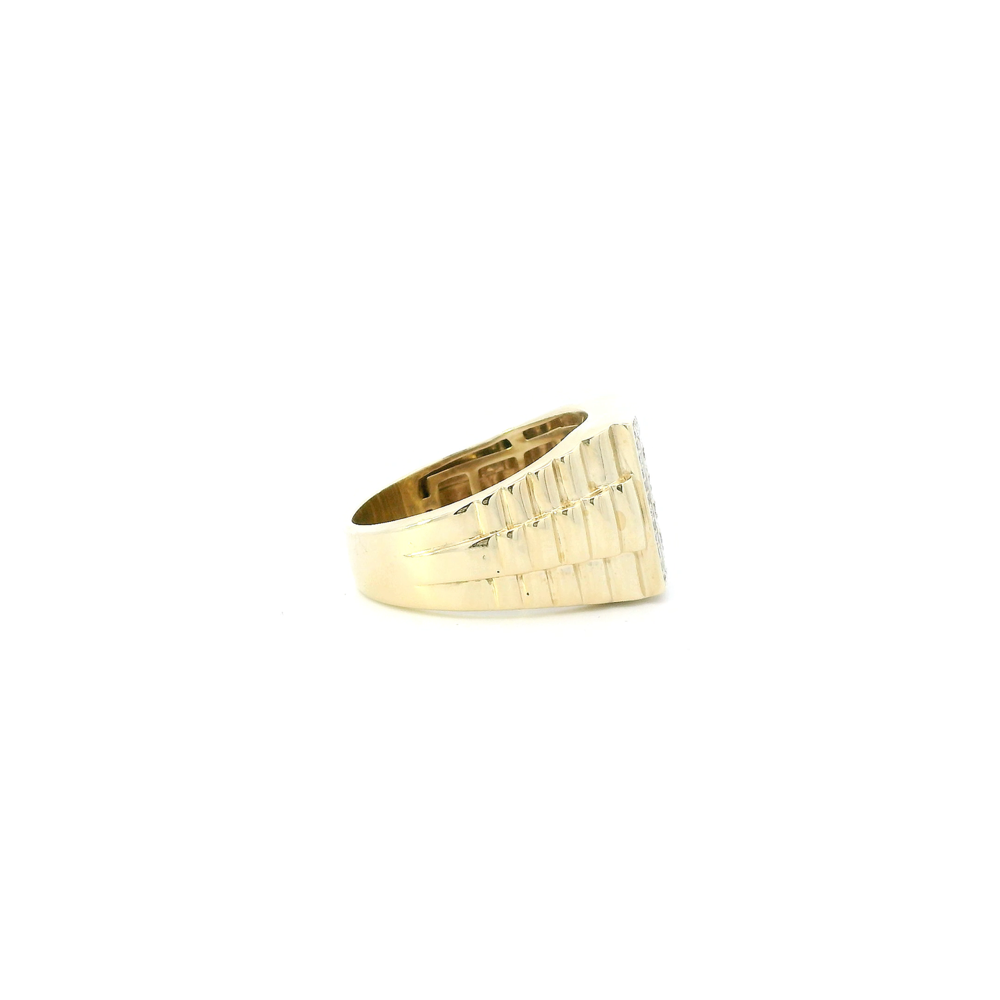 10K Yellow Gold Diamond Rolex Ring Mens Ring - 0.83ct