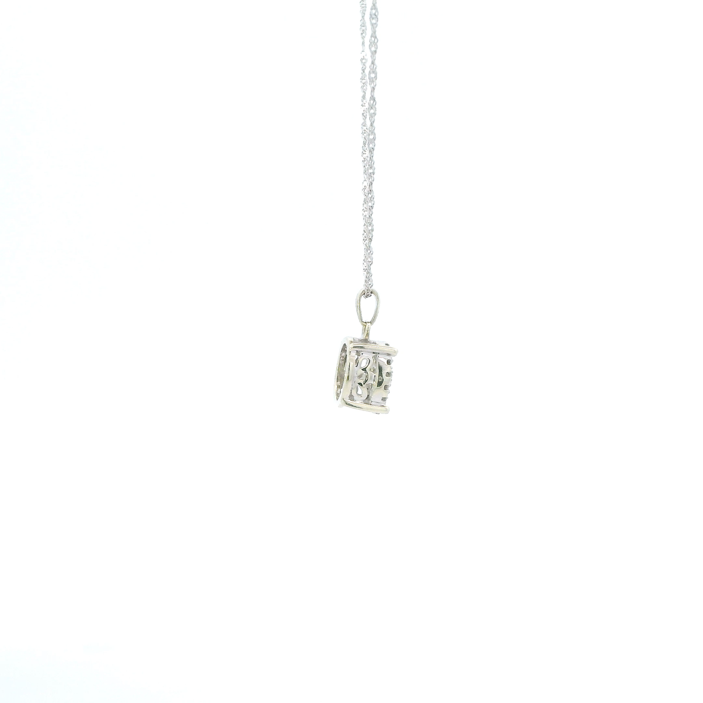 10K White Gold Diamond Pendant & 18" Singapore Chain - 0.24ct