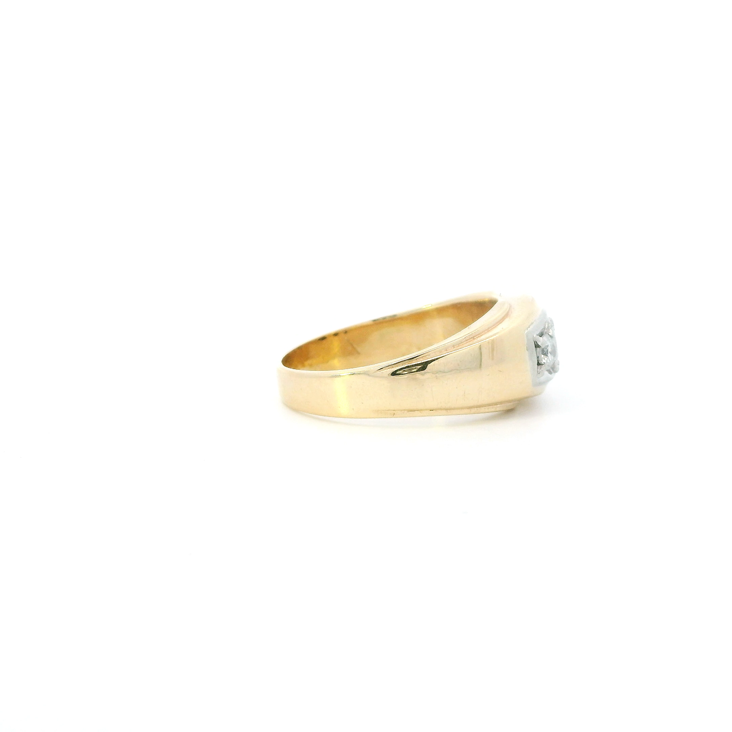 14K Yellow & White Gold Diamond Mens Ring - 0.50ct