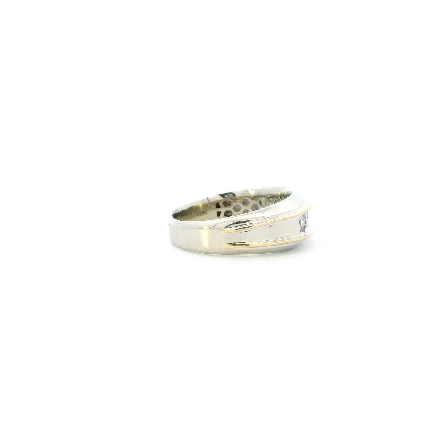 10K White & Yellow Gold Diamond Mens Ring - 0.50ct