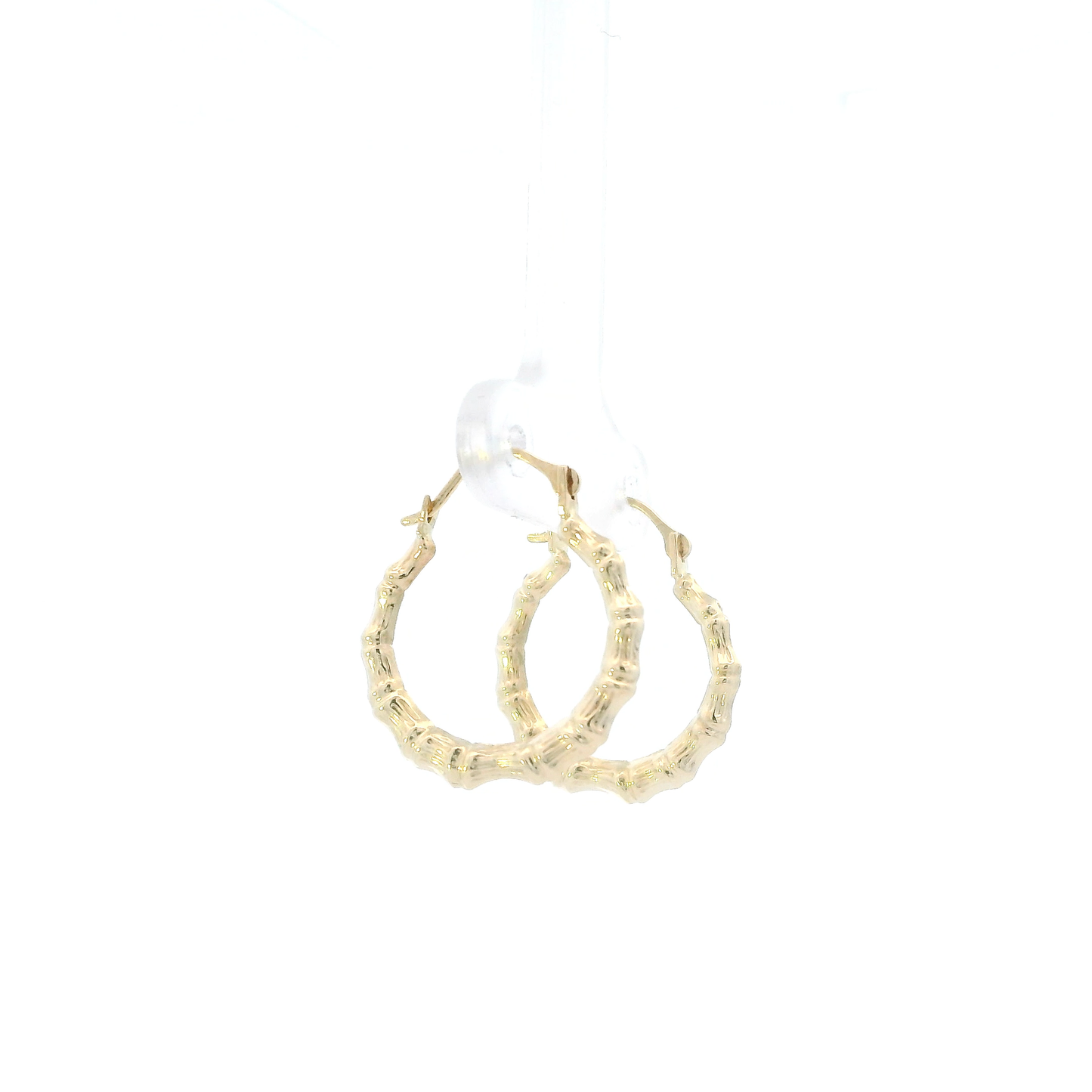 14K Yellow Gold Bamboo Hoop Earrings