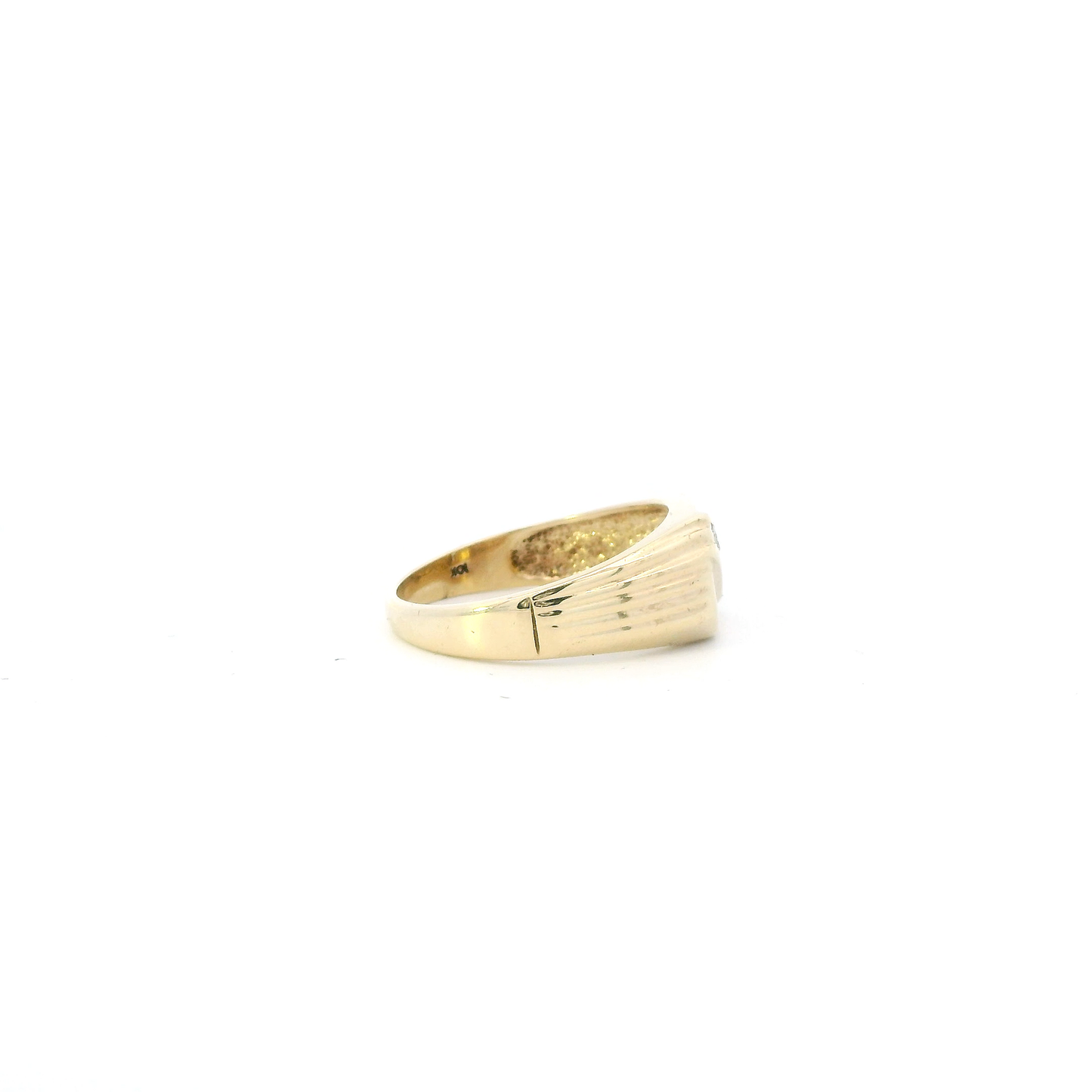 10K Yellow Gold Diamond Mens Ring - 0.15ct