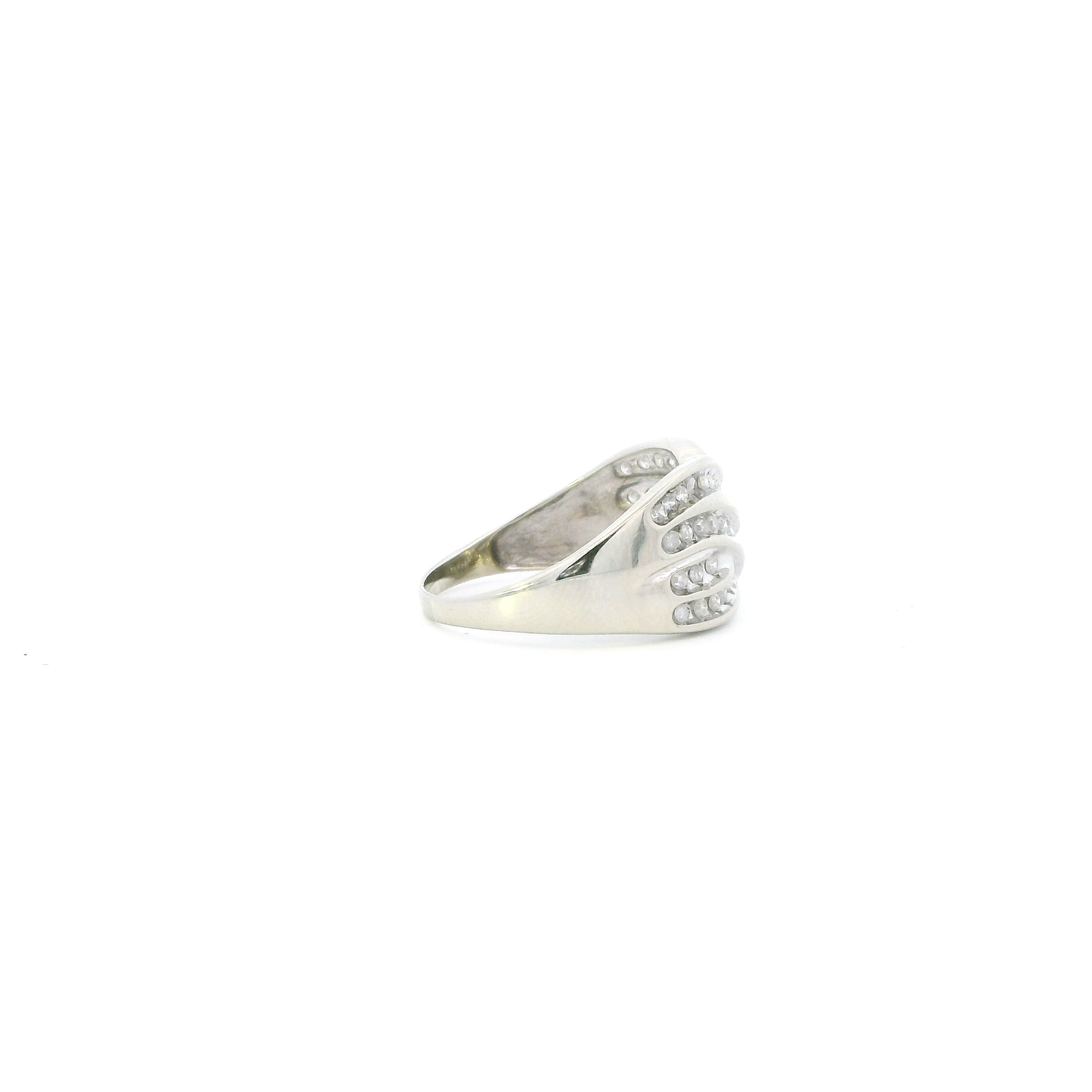 10K White Gold Diamond Criss Cross Womens Ring