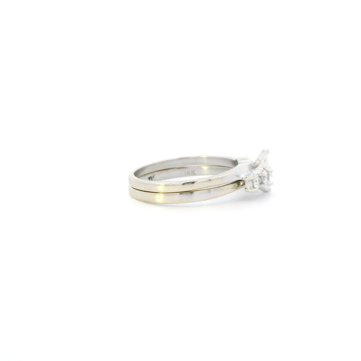 14K White Gold Diamond Womens Engagement & Wedding Ring Set - 1.15ct