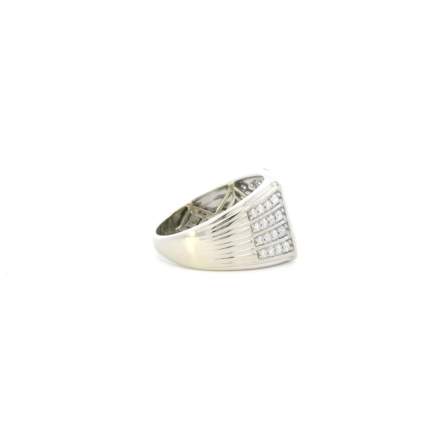10K White Gold Diamond Mens Ring - 1.17ct