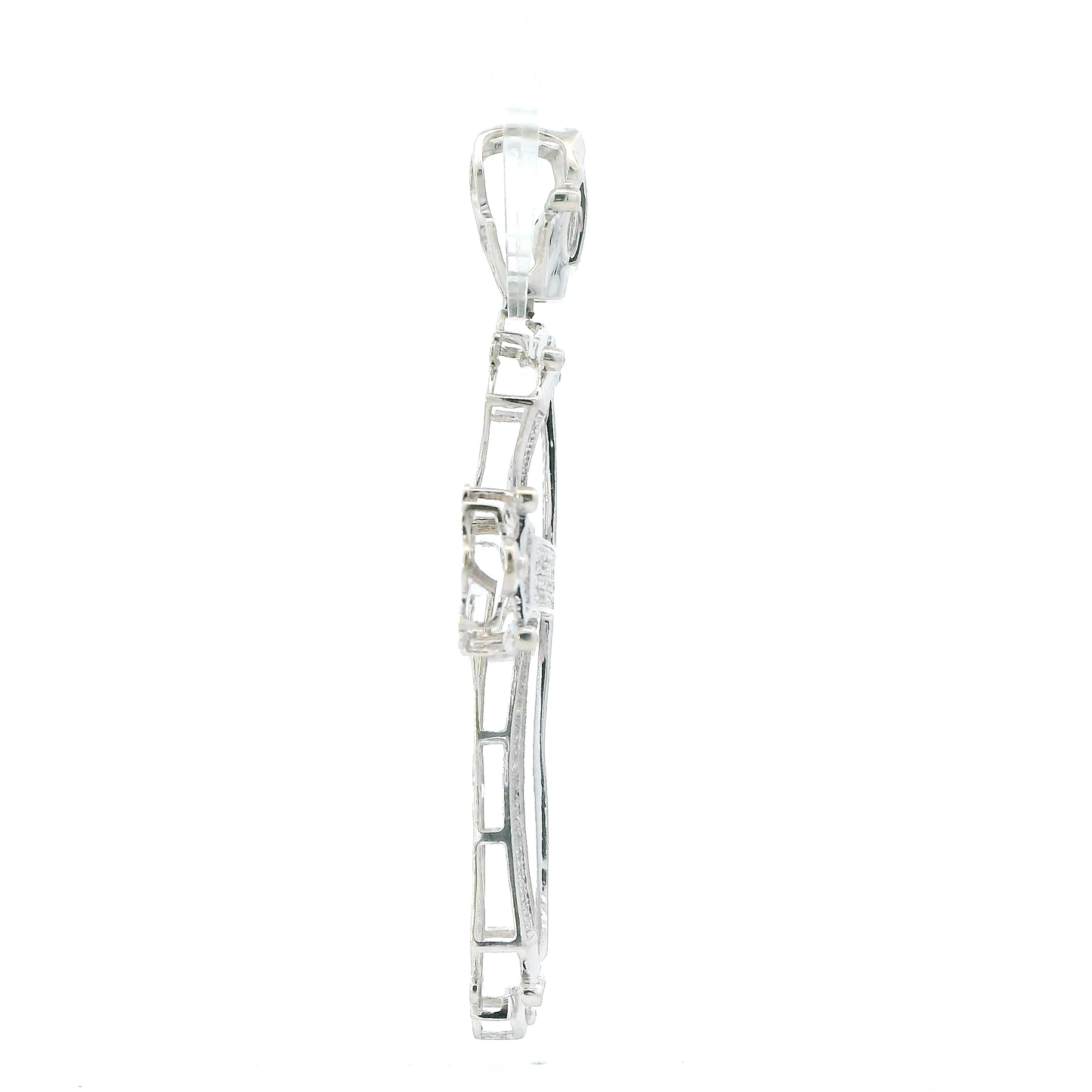 10K White Gold Diamond Cross Pendant - 1.05ct