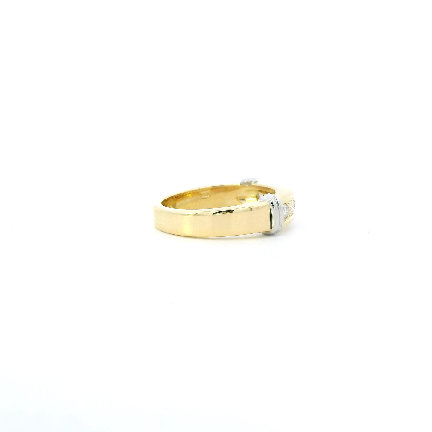 18K Yellow & White Gold Diamond Mens Ring- 0.42ct