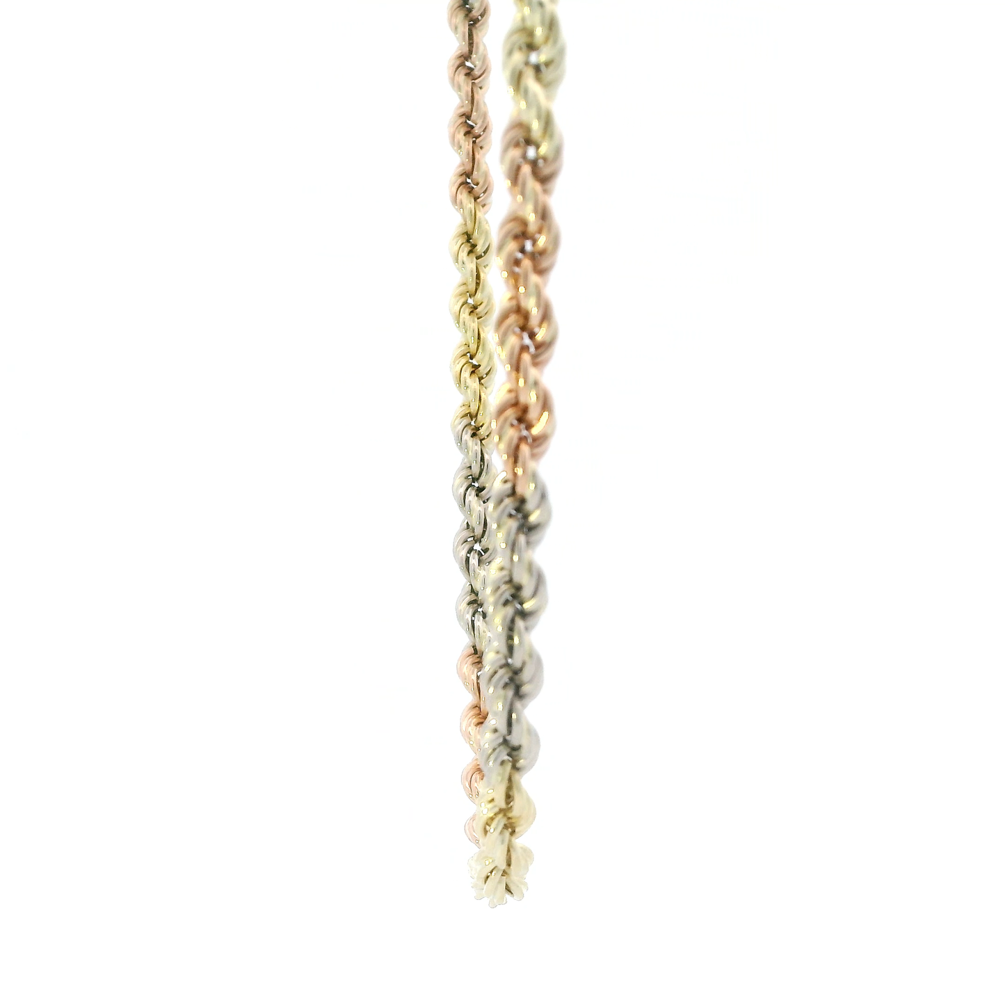 14K Tri Color Gold 23.5" Rope Chain