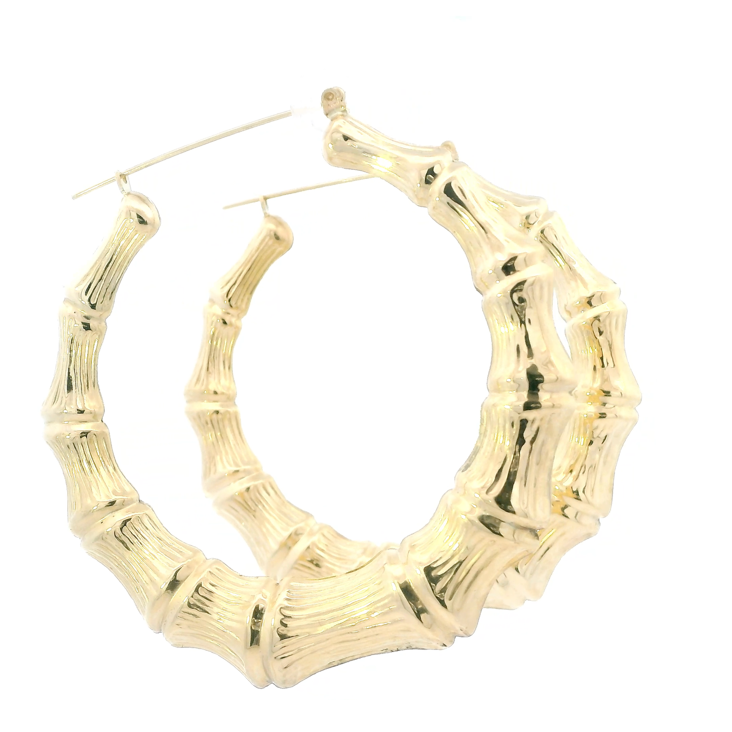 10K Yellow Gold Bamboo Hoop Earrings