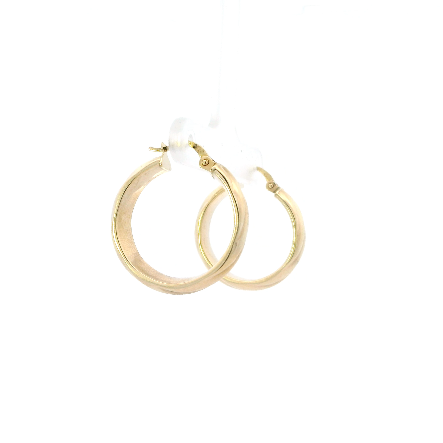 10K Yellow Gold Ridged Design Hollow Hoop Earrings