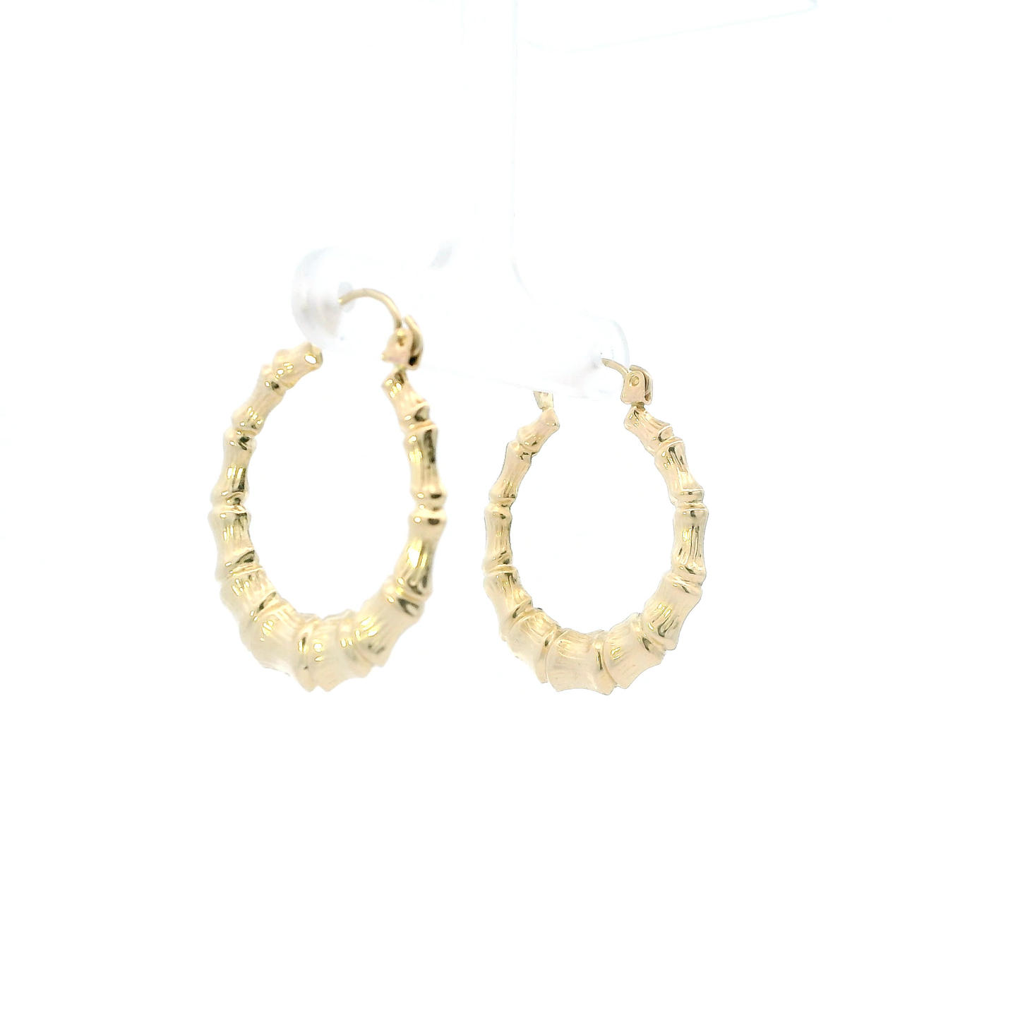 10K Yellow Gold Bamboo Hoop Earrings