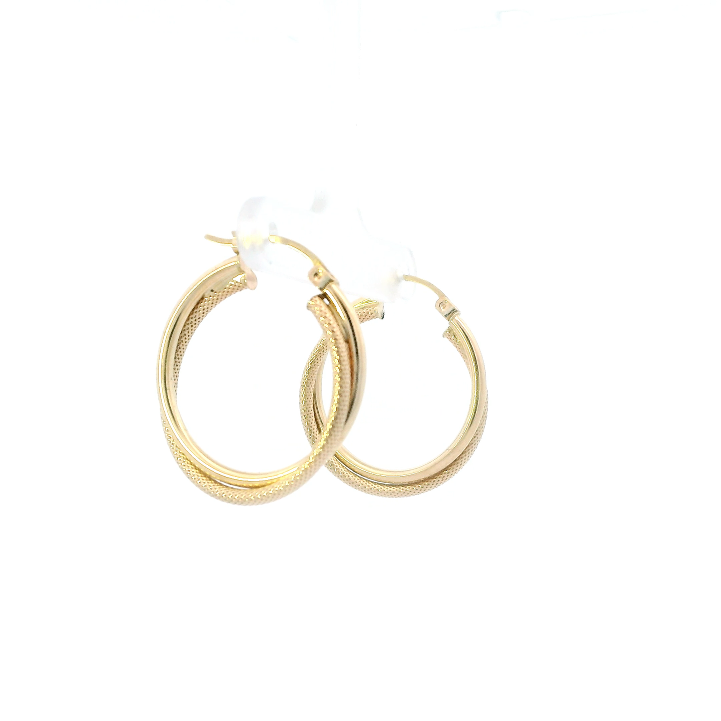 10K Yellow Gold Diamond Cut/ Plain Hoop Earrings