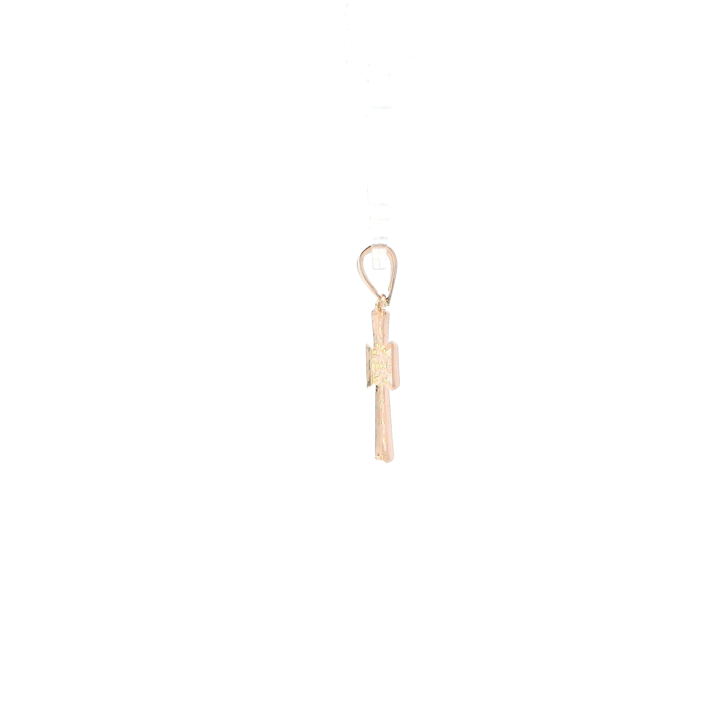 14K Rose Gold Diamond Cut Cross Pendant
