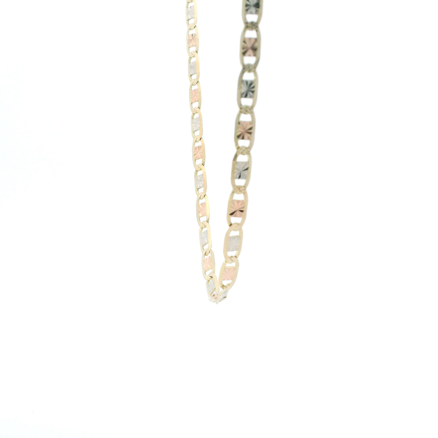 14K Tri Color Gold 22" Diamond Cut Valentino Chain