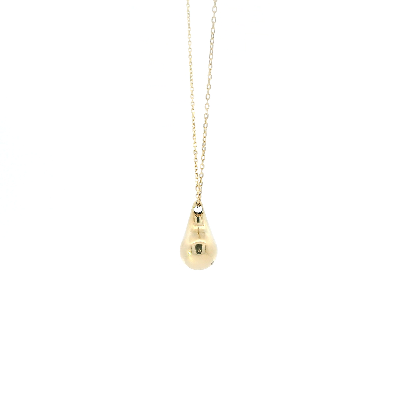 18K Yellow Gold 18" Cable Link Chain & Teardrop Pendant