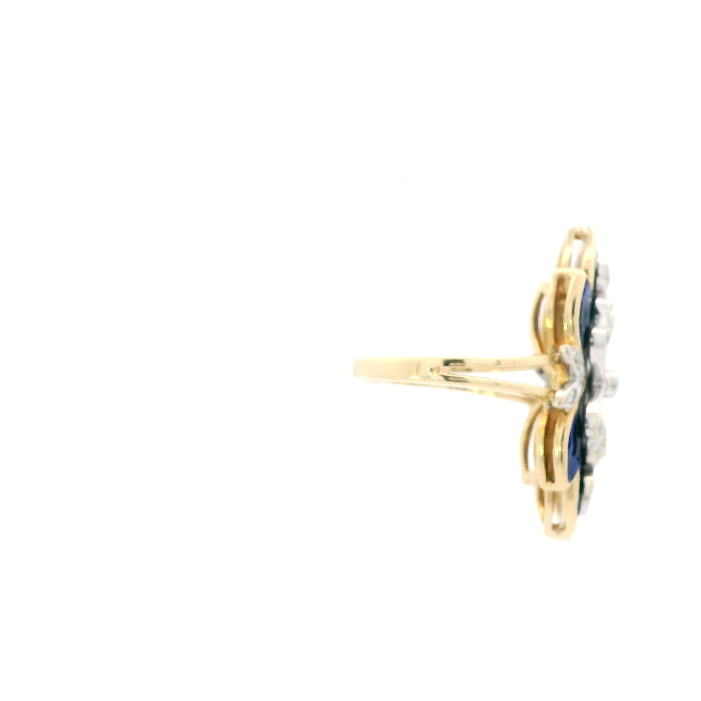 18K Yellow Gold Diamond & enamel Womens Ring - 0.37ct