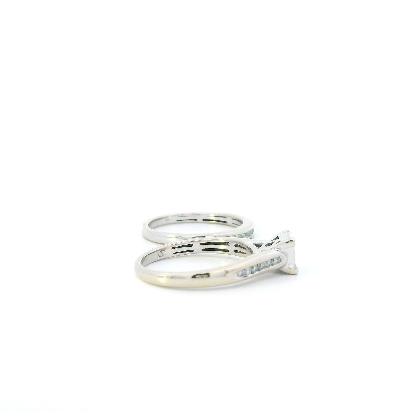 14K White Gold Diamond Womens Engagement & Wedding Ring Set - 0.64ct