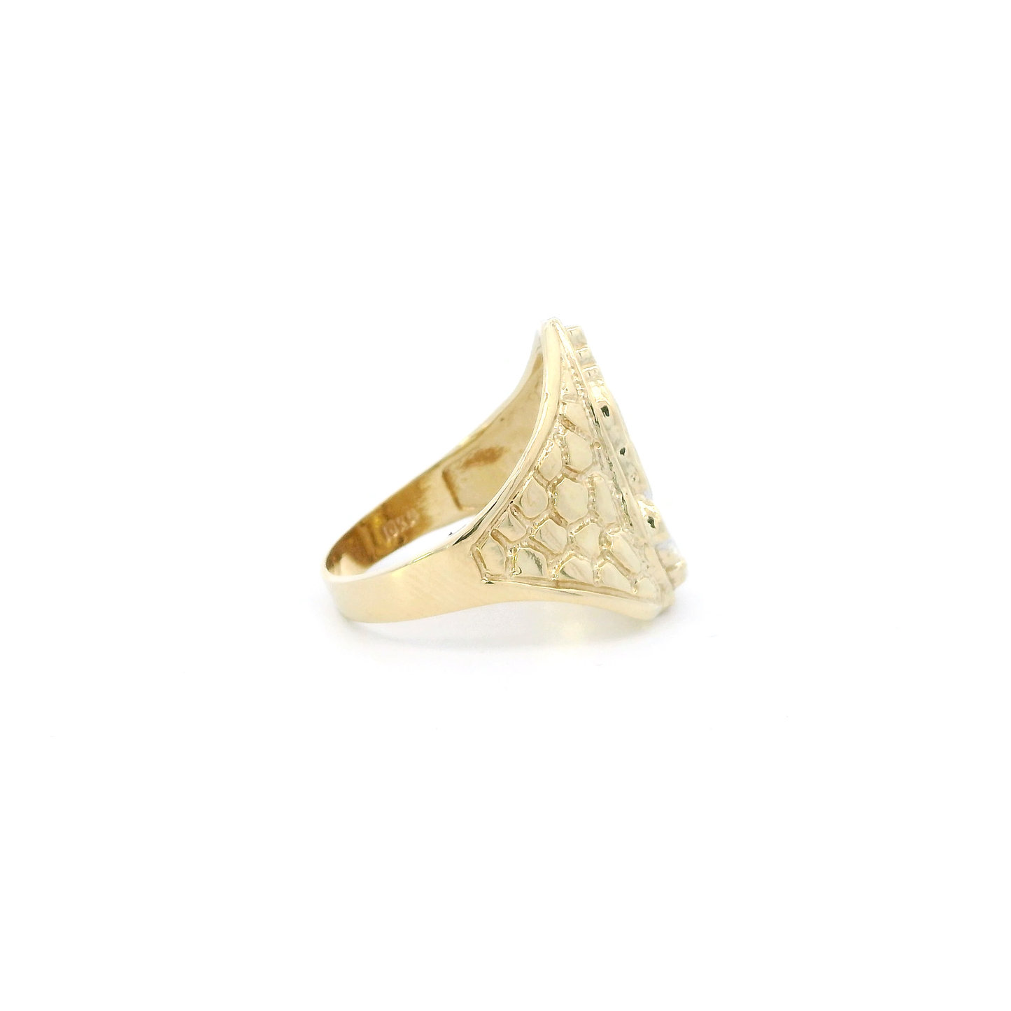10K Yellow & White Gold Praying Hands Nugget Ring
