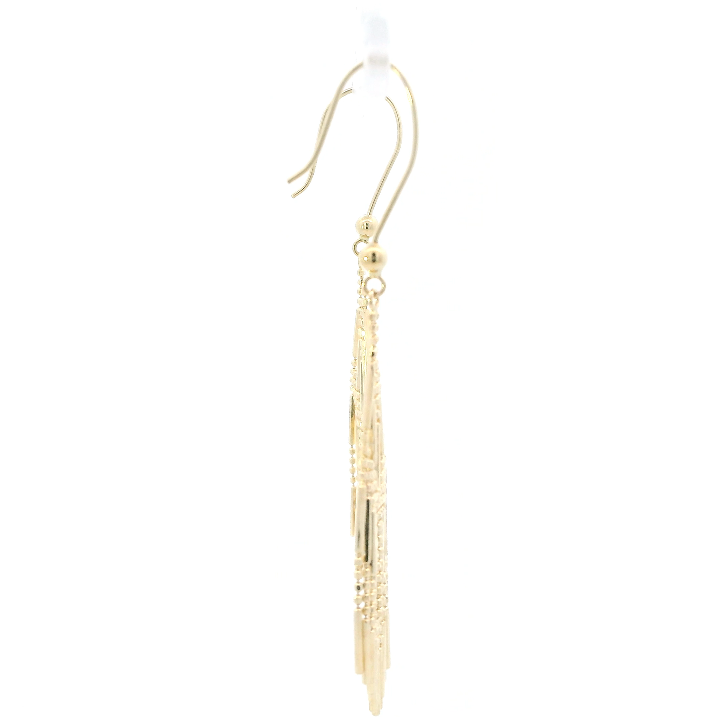 14K Yellow Gold Beaded/Bar Dangle Earrings