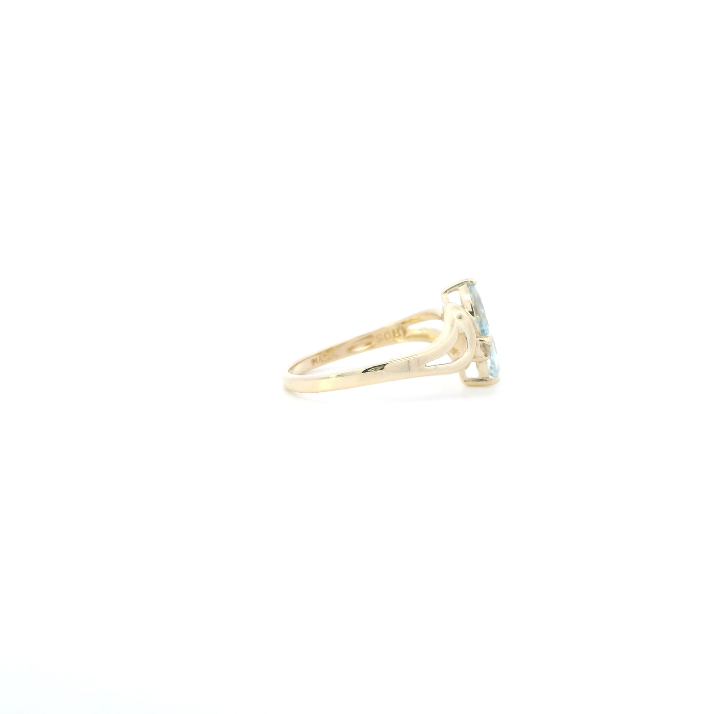 14K Yellow Gold Aquamarine & Diamond Womens Ring - 0.01ct