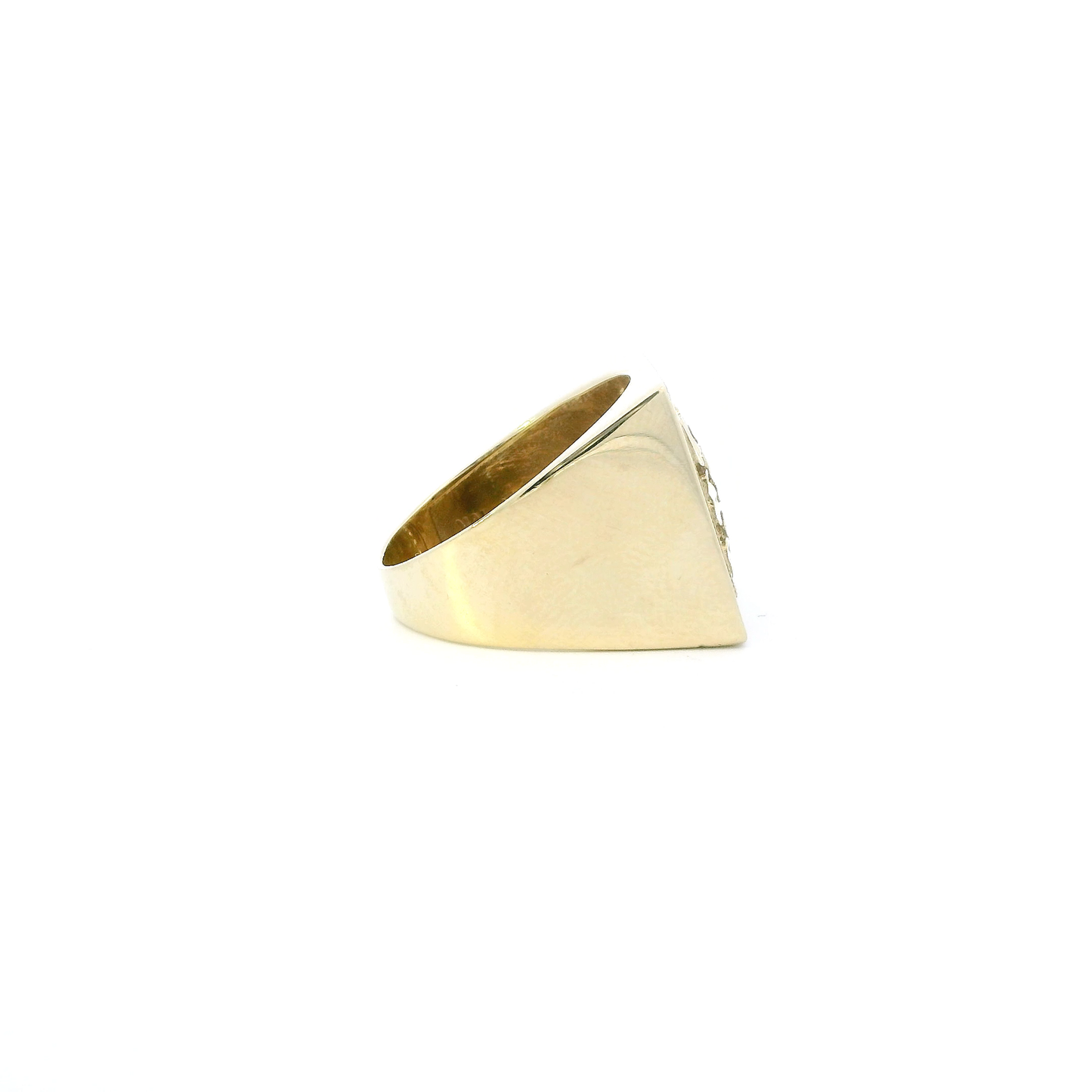 10K Yellow Gold Square Nugget Mens Ring