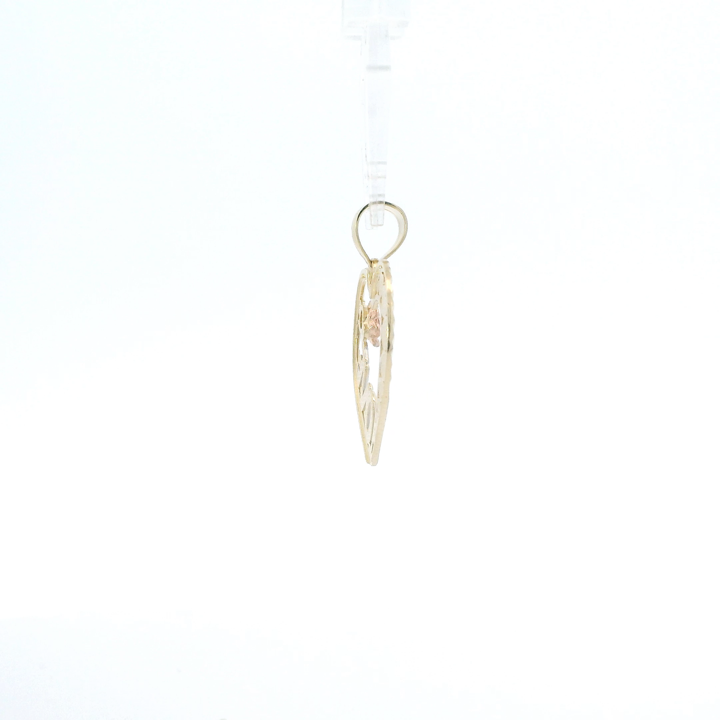 14K Tri Color Gold "Love" Heart Pendant