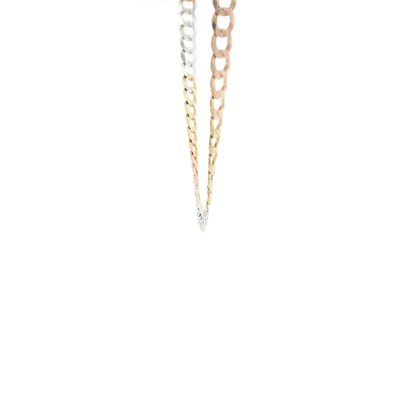 10K Tri Color Gold 20" Diamond Cut Curb Chain