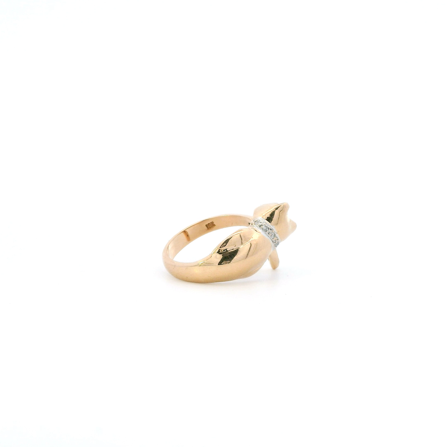 18K Yellow Gold Diamond & Emerald Cat Wrap Womens Ring 0.04ct