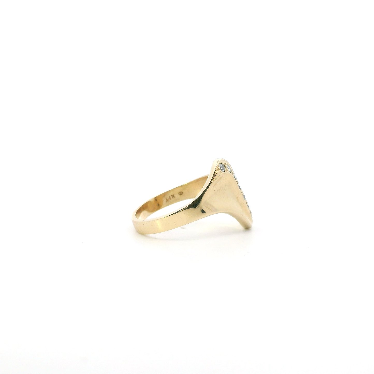 14K Yellow Gold Diamond Curved Womens Ring - 0.24ct
