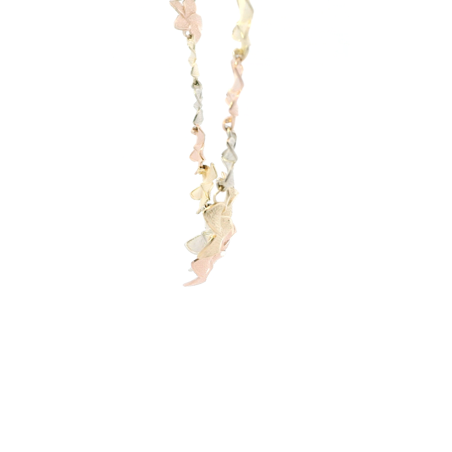 14K Tri Color Gold 17.25" Plumeria Flower Necklace