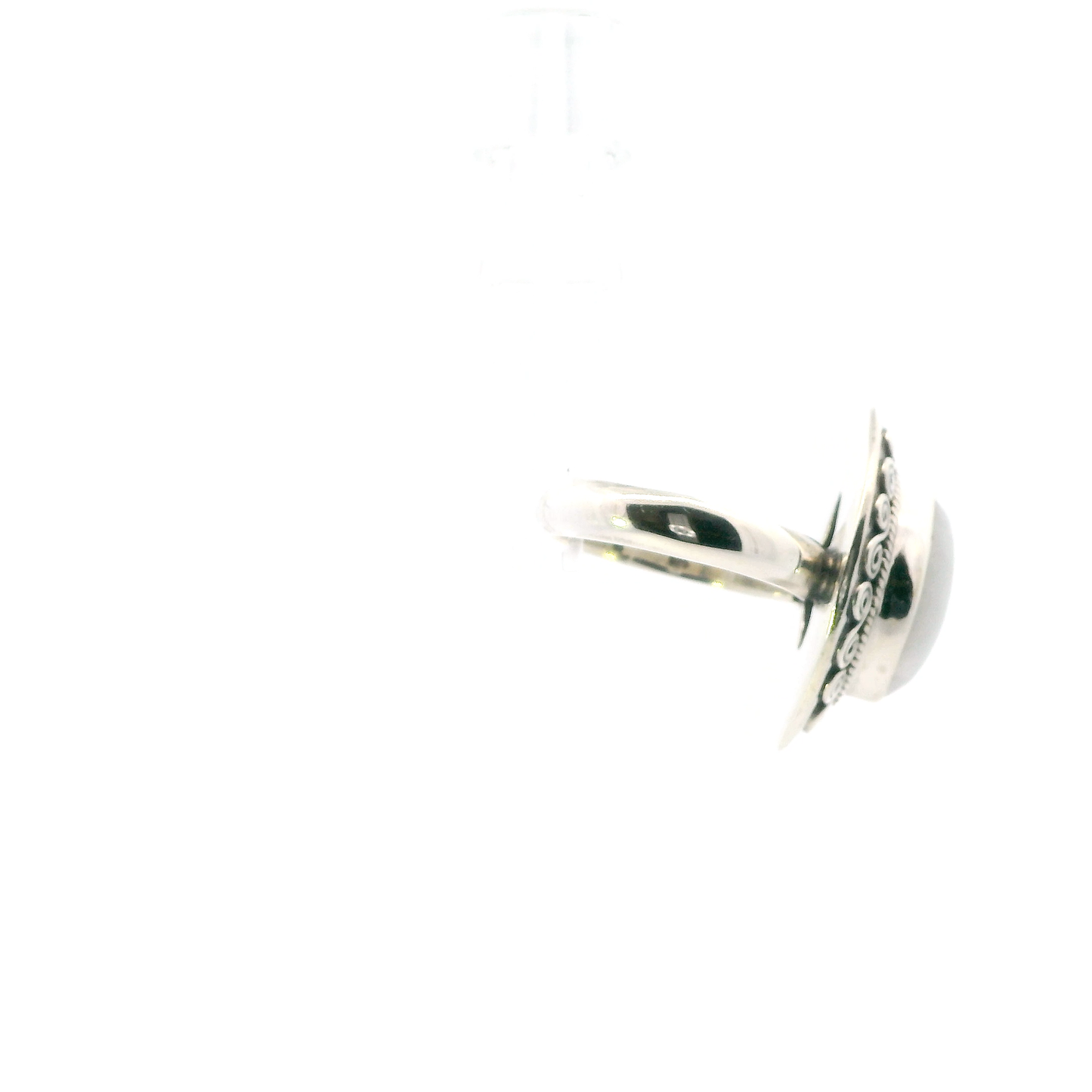 Silver Moonstone Filigree Womens Ring